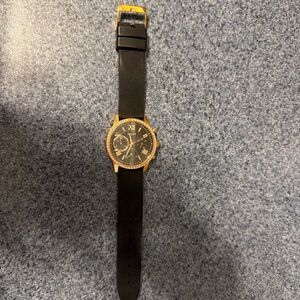 Guess Women's Black and Gold Crystal Accent Watch